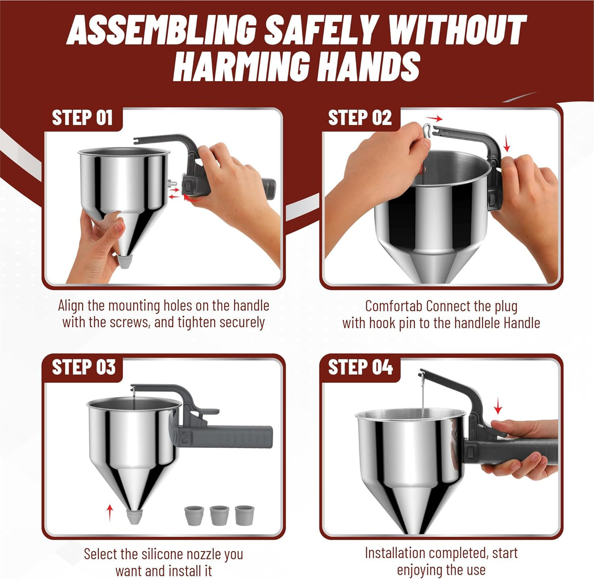 40oz Pancake Batter Dispenser with Squeeze Handle, Space Gray