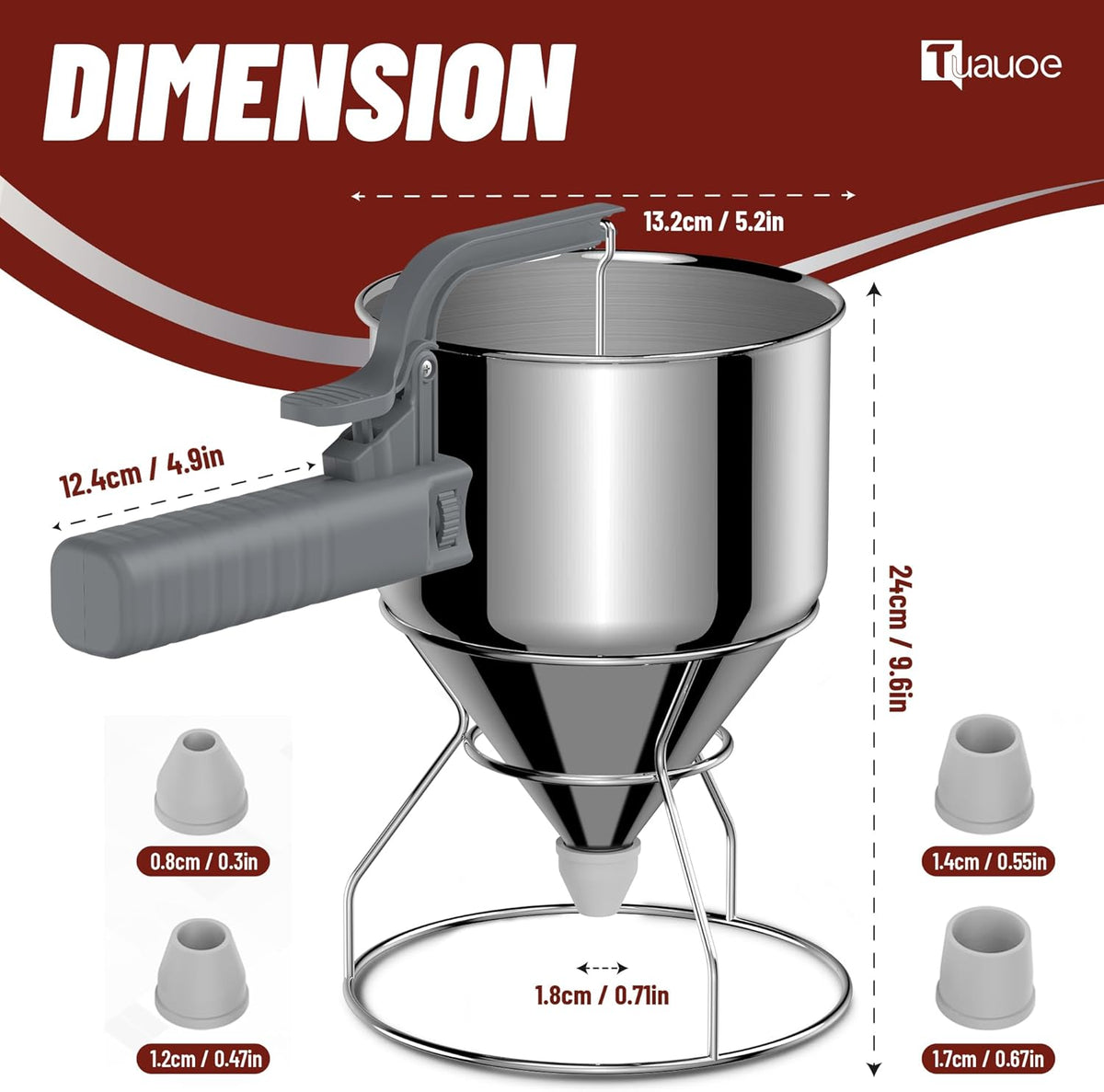 40oz Pancake Batter Dispenser with Squeeze Handle, Space Gray