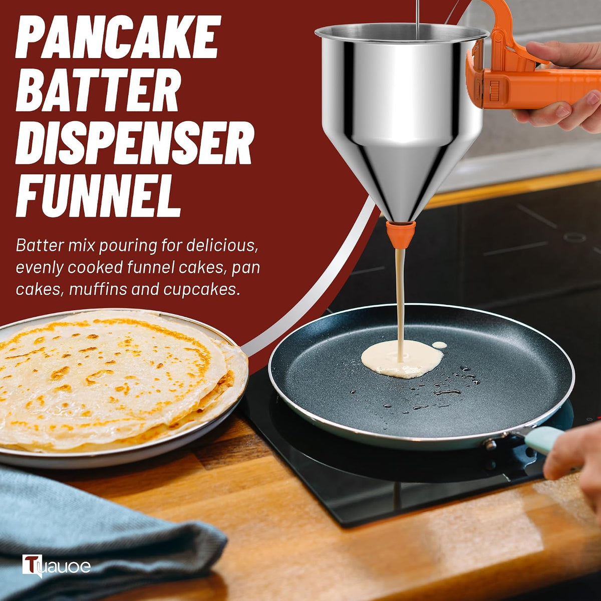 40oz Pancake Batter Dispenser with Squeeze Handle, Space Gray