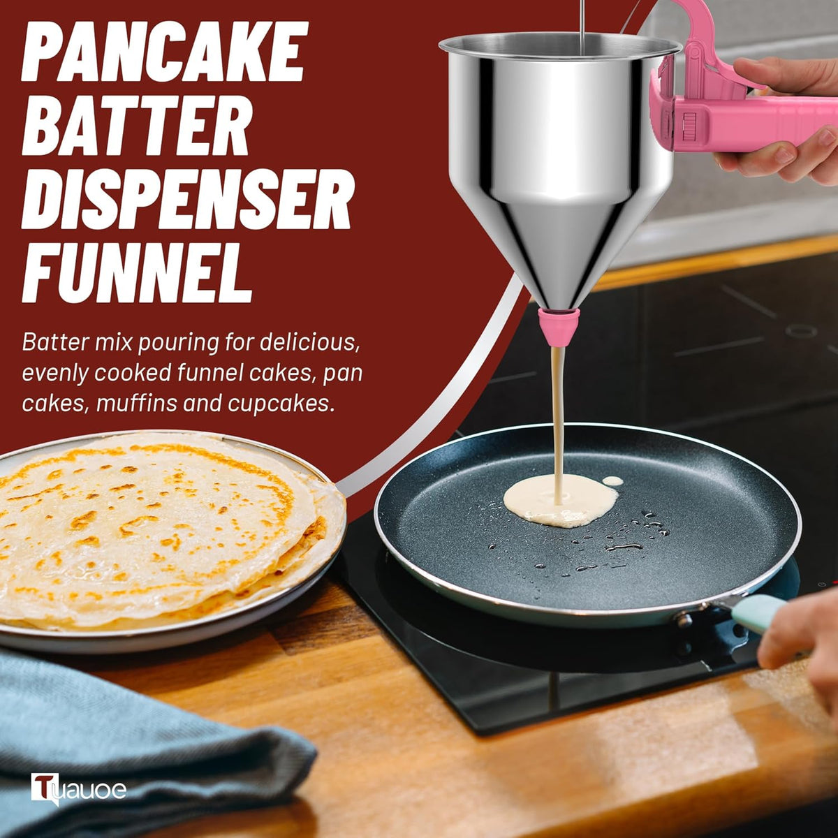 40oz Pancake Batter Dispenser with Squeeze Handle, Space Gray