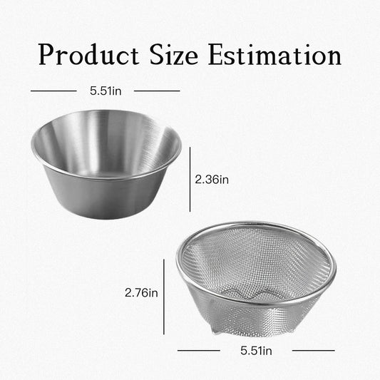 304 Stainless Steel Rice Washer & Small Colander: 5.5-Inch Fruit Washing Bowl with Strainer, Multifunctional Rice Strainer (700ML)