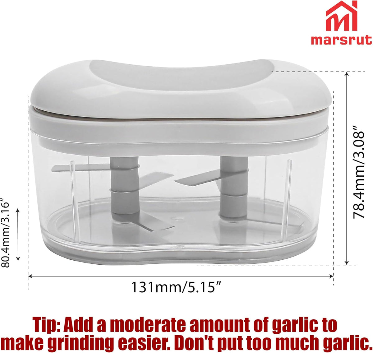 Garlic Dicer Push Chopper, Manual Hand Press Food Chopper for Garlic, Onion, Vegetables and Chili Peppers, Small Portable Handheld Vegetable Cutter for Kitchen