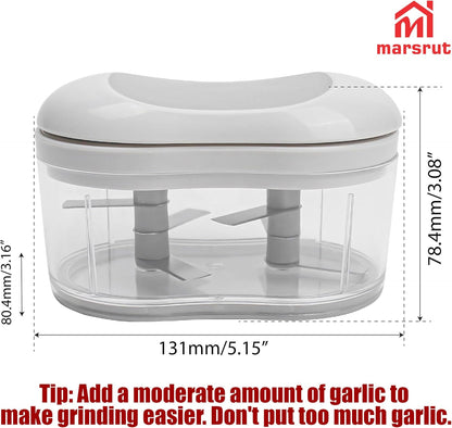 Garlic Dicer Push Chopper, Manual Hand Press Food Chopper for Garlic, Onion, Vegetables and Chili Peppers, Small Portable Handheld Vegetable Cutter for Kitchen