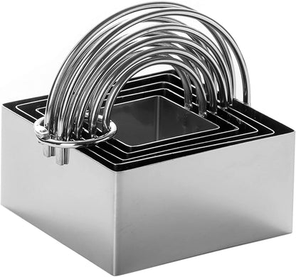 Square Biscuit Cutter with Handle (5 Pieces/Set) - Nest for Easy Storage Stainless Steel Square Cookie Cutter