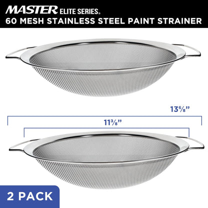 Master Elite 60 Mesh Stainless Steel Paint Strainer, 2 Pack - Fits 5 Gallon