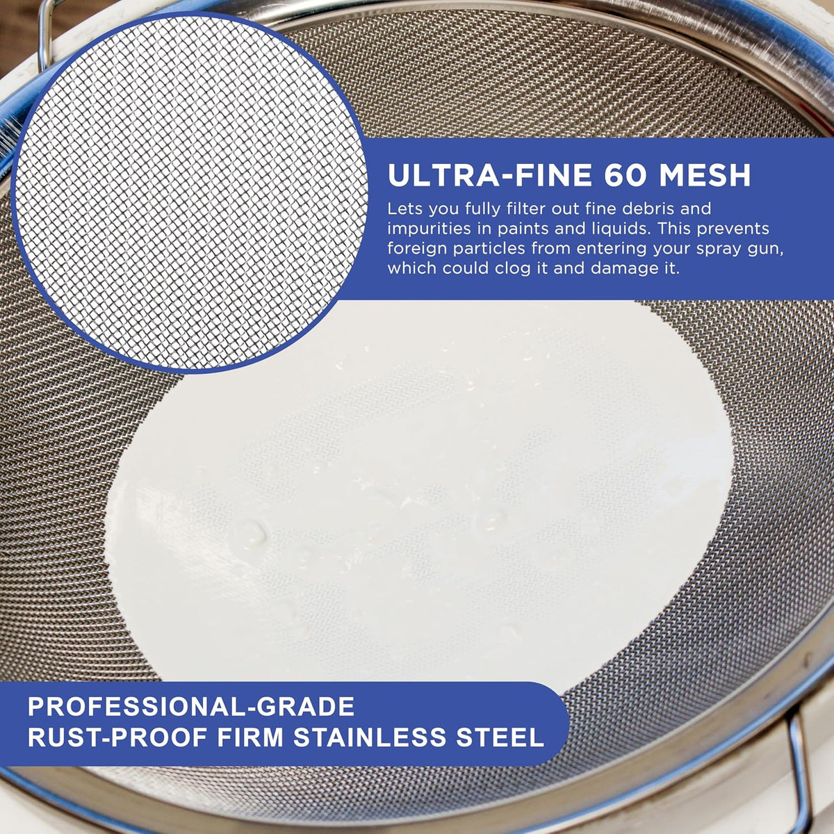 Master Elite 60 Mesh Stainless Steel Paint Strainer, 2 Pack - Fits 5 Gallon