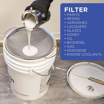 Master Elite 60 Mesh Stainless Steel Paint Strainer, 2 Pack - Fits 5 Gallon