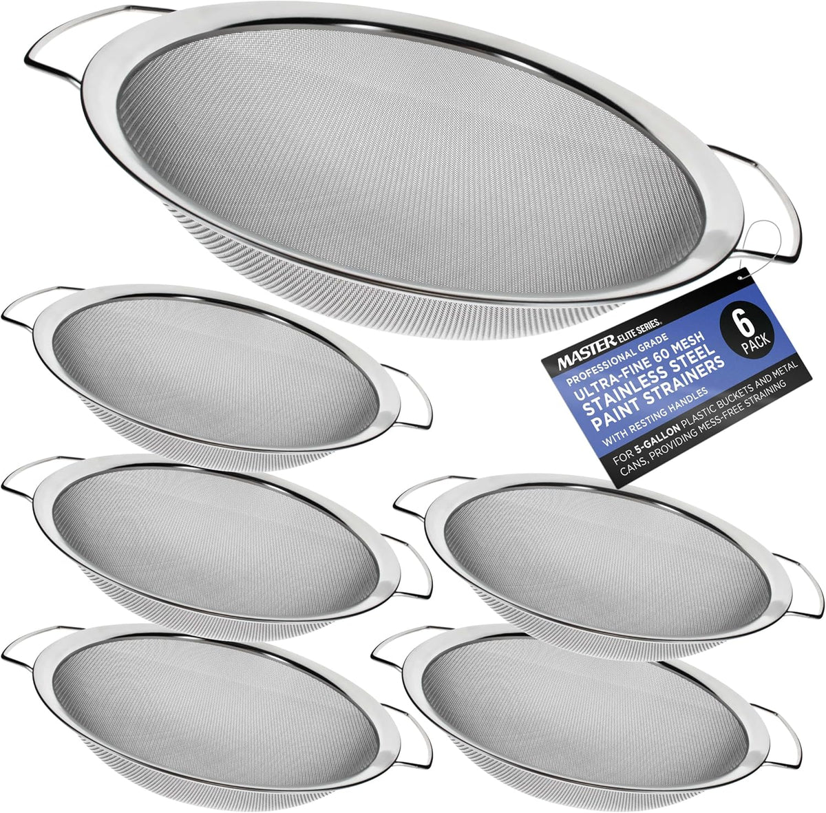 Master Elite 60 Mesh Stainless Steel Paint Strainer, 2 Pack - Fits 5 Gallon