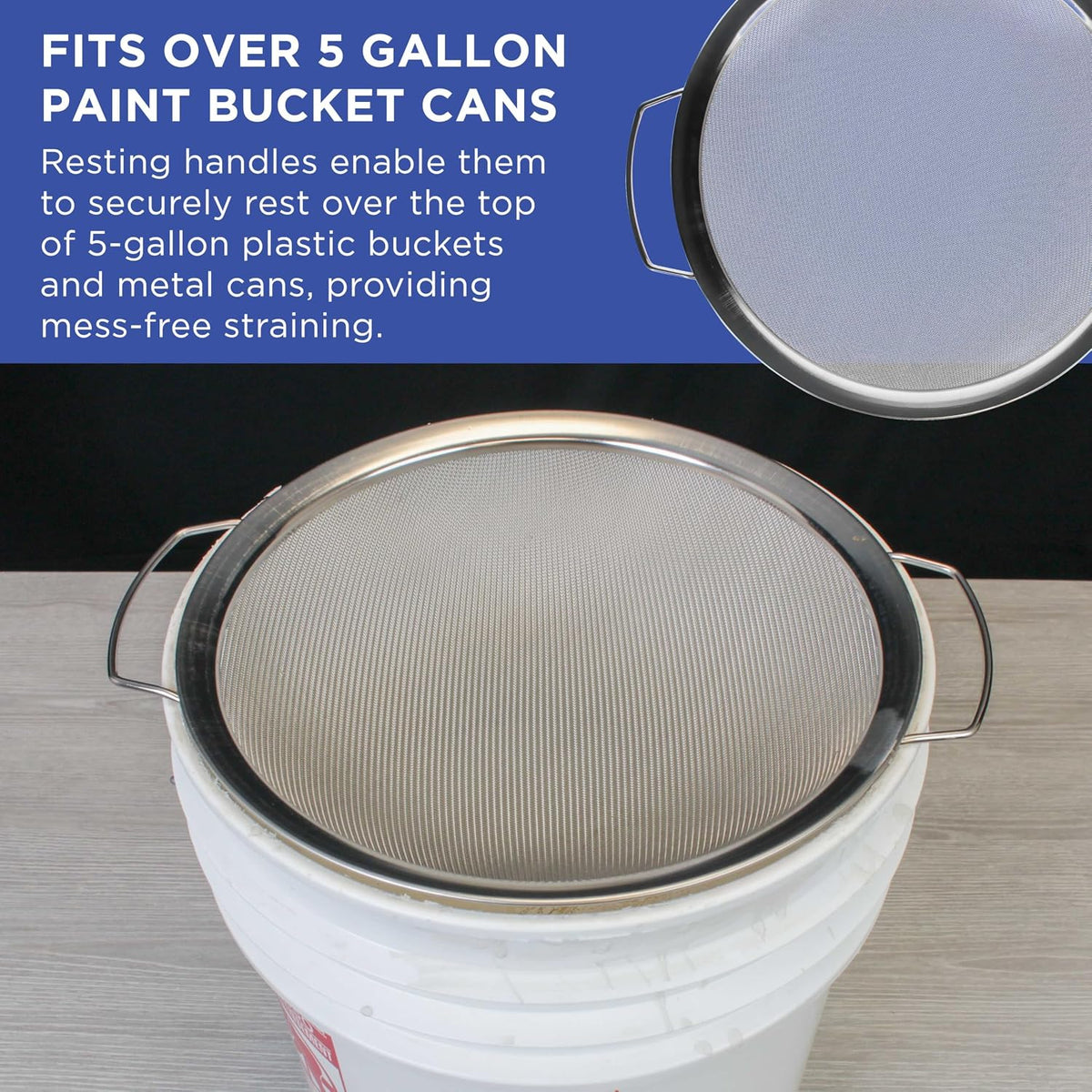 Master Elite 60 Mesh Stainless Steel Paint Strainer, 2 Pack - Fits 5 Gallon