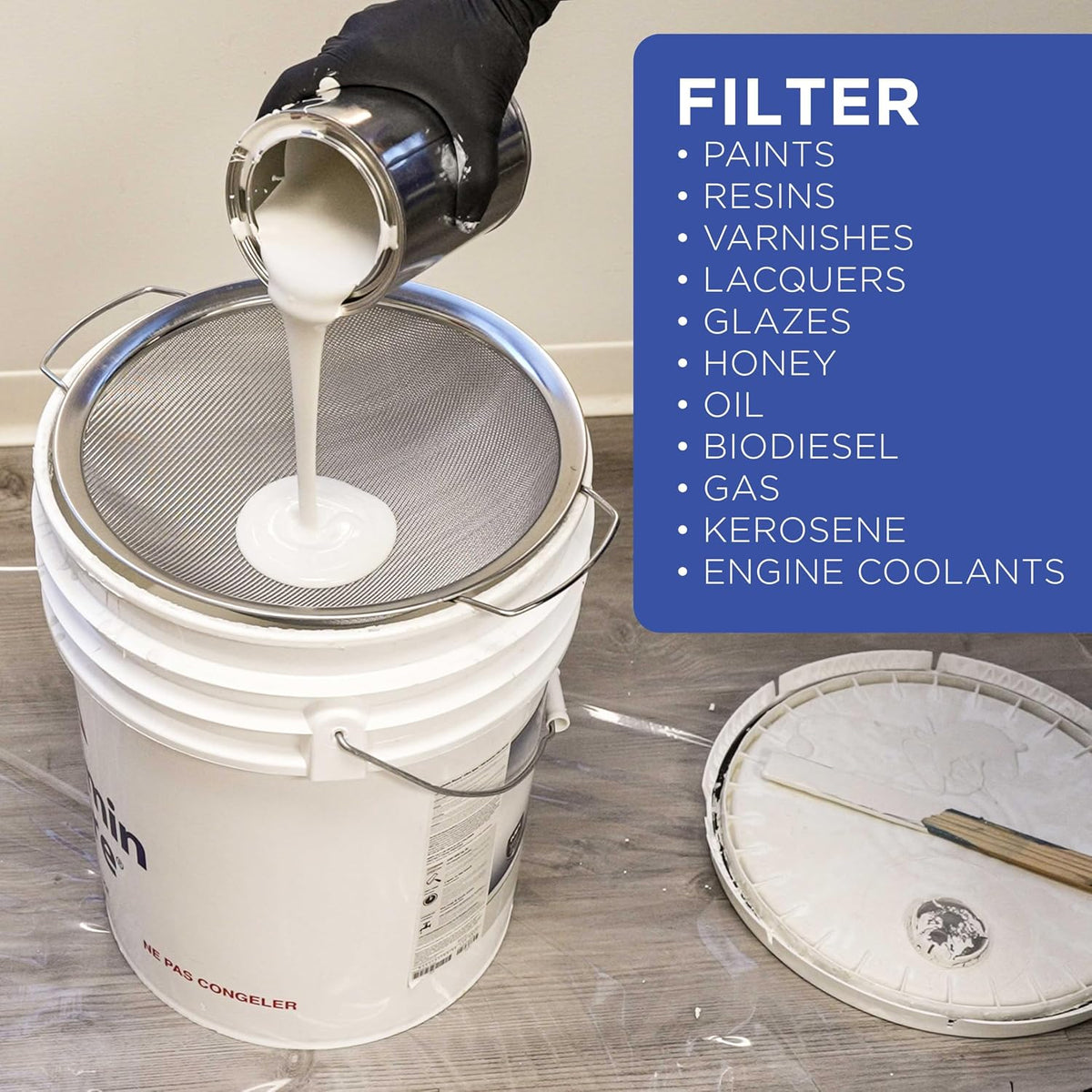Master Elite 60 Mesh Stainless Steel Paint Strainer, 2 Pack - Fits 5 Gallon