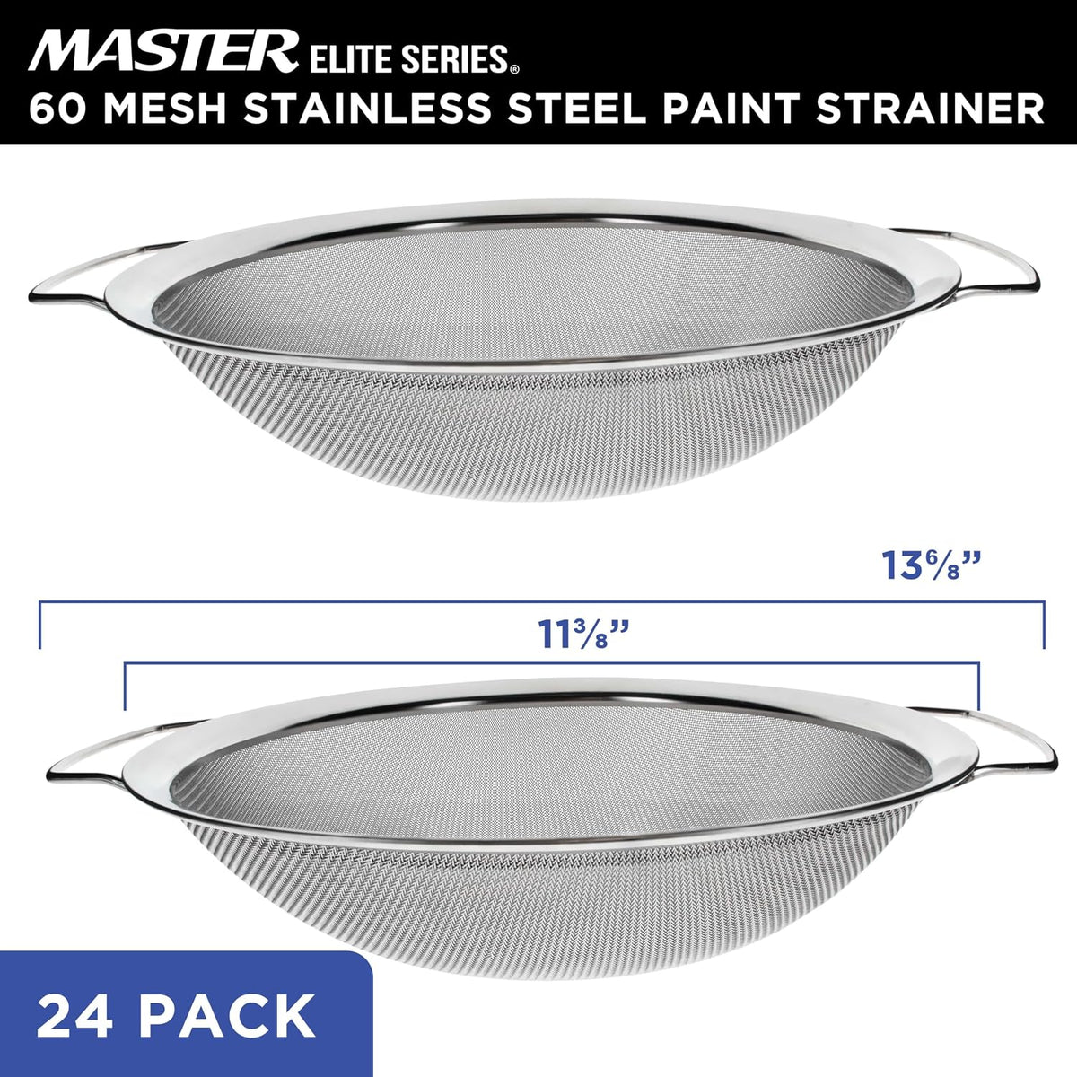 Master Elite 60 Mesh Stainless Steel Paint Strainer, 2 Pack - Fits 5 Gallon