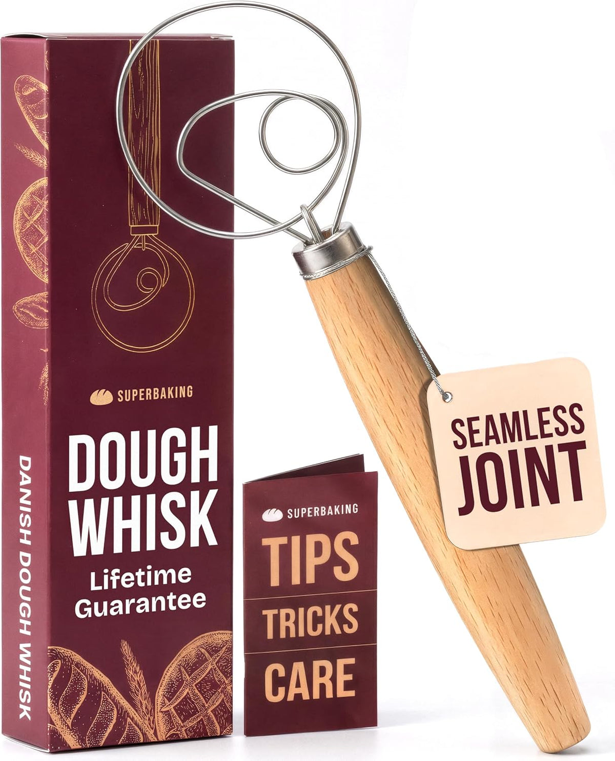12" Danish Dough Whisk for Bread Mixing