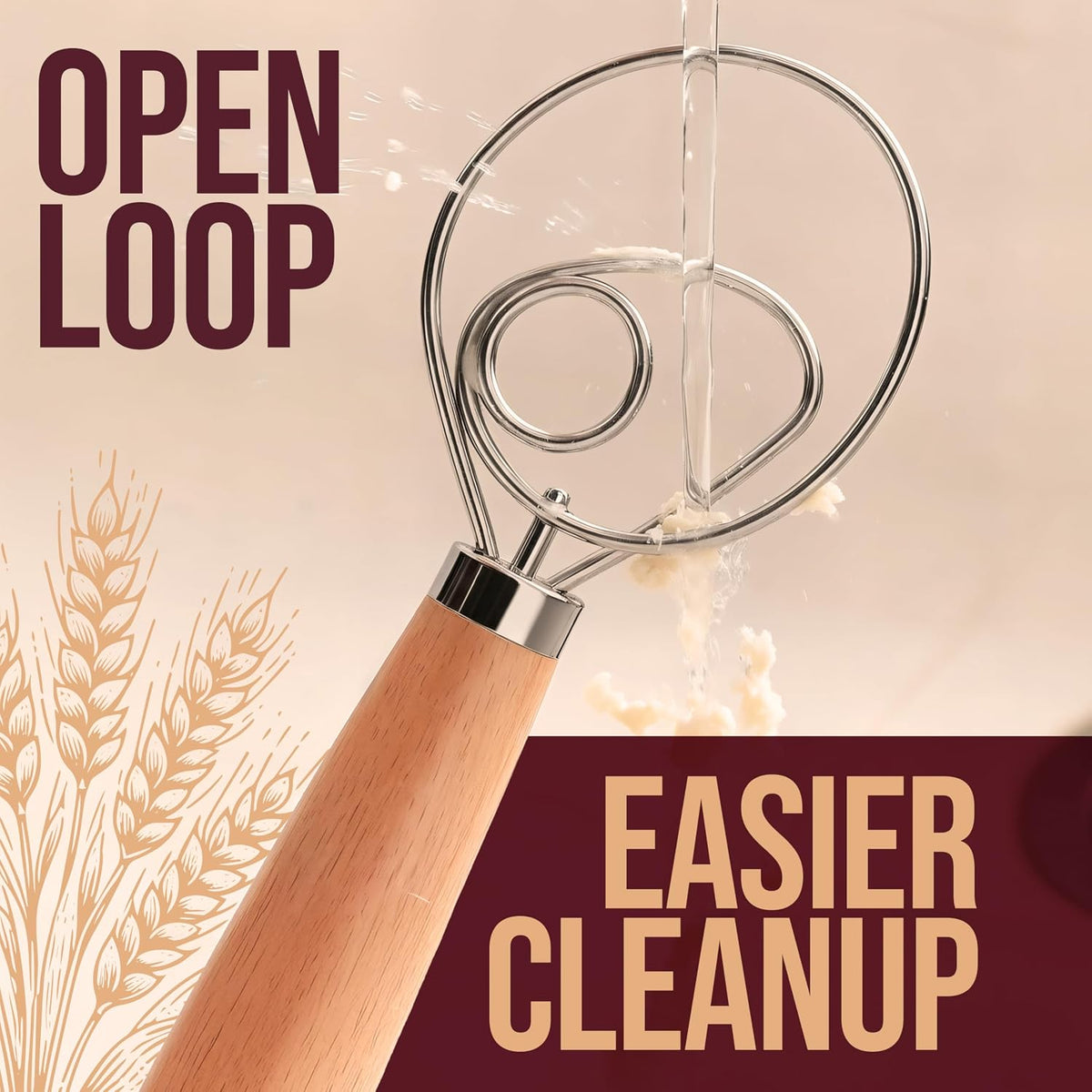 12" Danish Dough Whisk for Bread Mixing