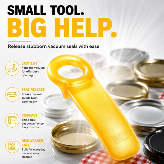 Original Easy Jar Key Opener, Frosted Yellow, Vacuum-Seal Release Tool For Stubborn Lids, Arthritis And Carpal Tunnel Aid