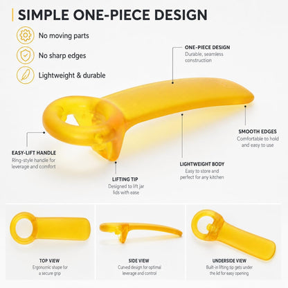 Original Easy Jar Key Opener, Frosted Yellow, Vacuum-Seal Release Tool For Stubborn Lids, Arthritis And Carpal Tunnel Aid