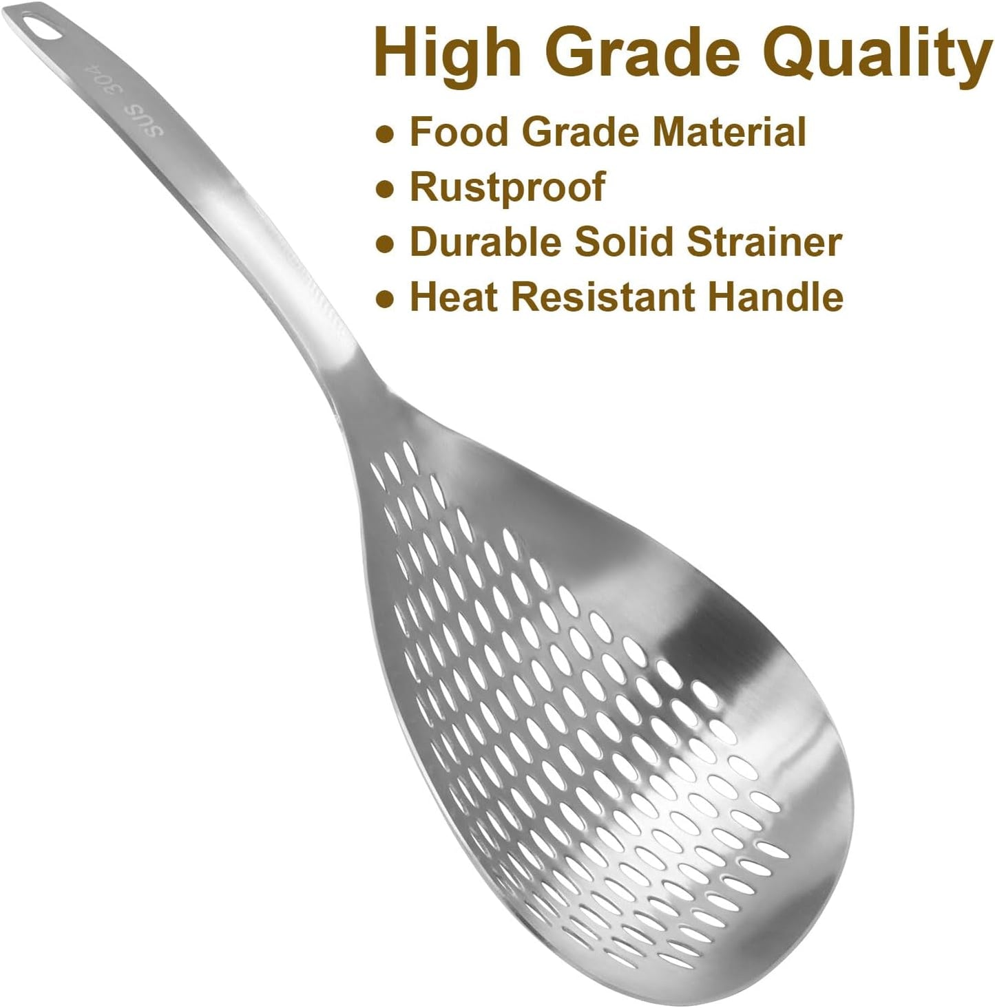 2 Pcs Stainless Steel Skimmer Slotted Spoon | Pasta Spider Strainer Ladle, For Frying and Cooking, Durable 304 Stainless Steel, For Noodles, Pasta, and Vegetables