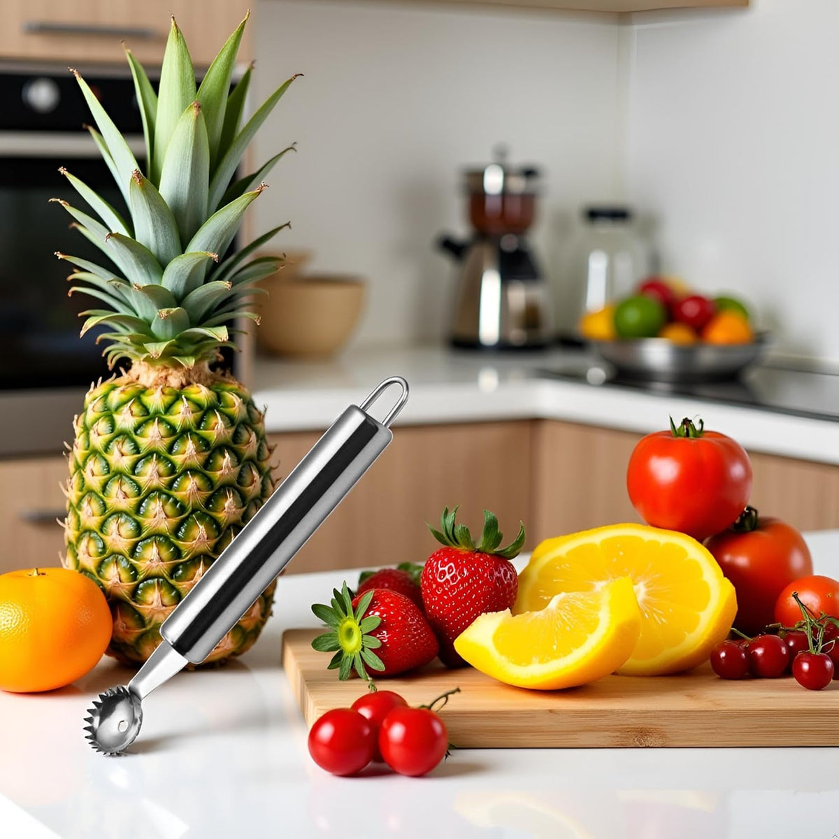 Silver Stems Remover For Pineapple Strawberry Tomato Cherry Stainless Steel Tomato Corer Strawberry Huller Stem Remover Fruit Leaf Kitchen Utensils and Gadgets