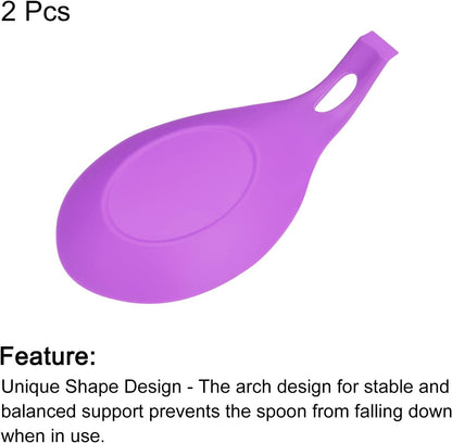 Silicone Spoon Rest, 7.68" x 3.74" Heat Resistant Kitchen Utensil Holder Spatula Ladle Rest for Counter Stove Top, Black 8Pcs