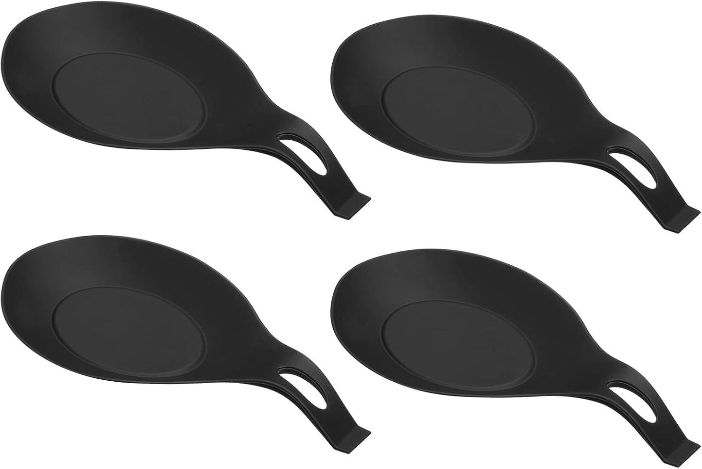 Silicone Spoon Rest, 7.68" x 3.74" Heat Resistant Kitchen Utensil Holder Spatula Ladle Rest for Counter Stove Top, Black 8Pcs