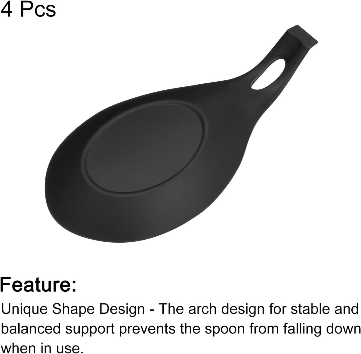 Silicone Spoon Rest, 7.68" x 3.74" Heat Resistant Kitchen Utensil Holder Spatula Ladle Rest for Counter Stove Top, Black 8Pcs