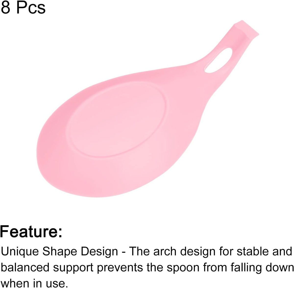 Silicone Spoon Rest, 7.68" x 3.74" Heat Resistant Kitchen Utensil Holder Spatula Ladle Rest for Counter Stove Top, Black 8Pcs