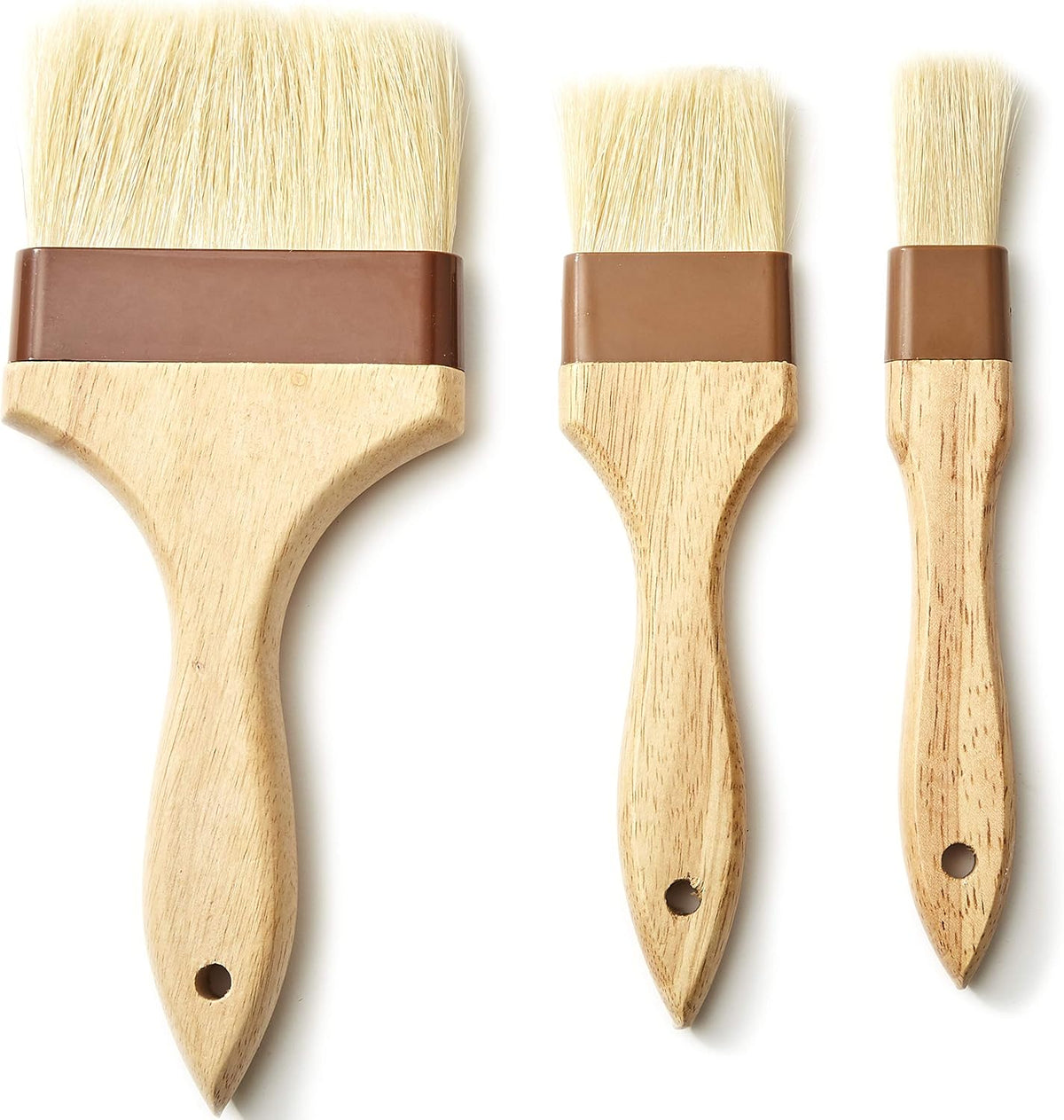 Durable, Real Wood 4 Inch Boar Bristle Pastry Brush. Grill and Kitchen Flat Brushes for Basting Meat, Spreading Butter, Eggs, BBQ Sauce or Marinades. Chef Quality Cooking, Baking or Grilling Tools