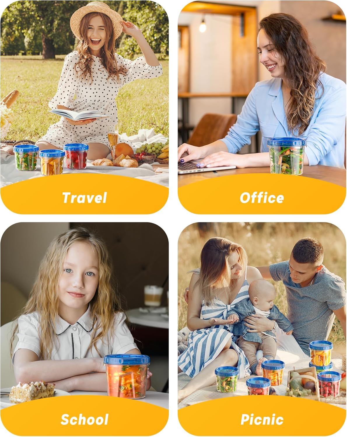 6 Pack-24 oz Freezer Storage Containers, Plastic Food Storage Containers with Twist Top Lids, BPA Free and Reusable Soup Containers with Lids, Leakproof/Microwave/Dishwasher Safe