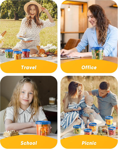 6 Pack-24 oz Freezer Storage Containers, Plastic Food Storage Containers with Twist Top Lids, BPA Free and Reusable Soup Containers with Lids, Leakproof/Microwave/Dishwasher Safe