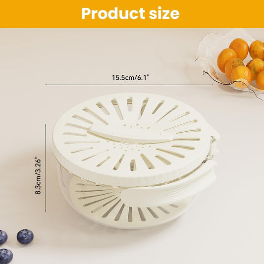 Multifunctional Fruit and Vegetable Washing Bowl, 2025 New Fruit Washing Bowl with Strainer, Fruit Strainer Container with Lid, Fruit Drainer Container with Handle for Vegetable Washing (Brown)