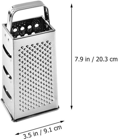 Stainless Steel Kitchen Grater Multi-Use Vegetable Cutter and Cheese Shredder with Non-Slip Handle 7.99X3.58X2.59 Inch for Fruits Ginger and Potato Preparation