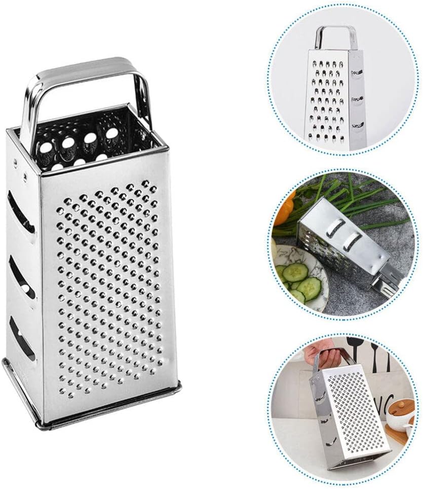 Stainless Steel Kitchen Grater Multi-Use Vegetable Cutter and Cheese Shredder with Non-Slip Handle 7.99X3.58X2.59 Inch for Fruits Ginger and Potato Preparation