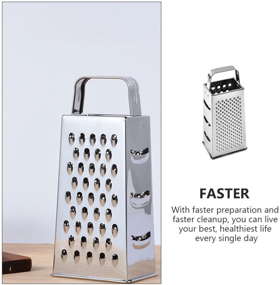 Stainless Steel Kitchen Grater Multi-Use Vegetable Cutter and Cheese Shredder with Non-Slip Handle 7.99X3.58X2.59 Inch for Fruits Ginger and Potato Preparation