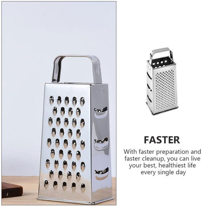 Stainless Steel Kitchen Grater Multi-Use Vegetable Cutter and Cheese Shredder with Non-Slip Handle 7.99X3.58X2.59 Inch for Fruits Ginger and Potato Preparation