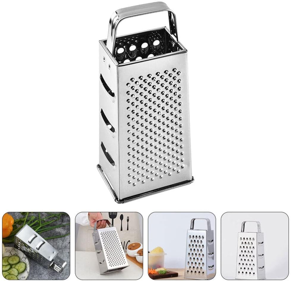 Stainless Steel Kitchen Grater Multi-Use Vegetable Cutter and Cheese Shredder with Non-Slip Handle 7.99X3.58X2.59 Inch for Fruits Ginger and Potato Preparation