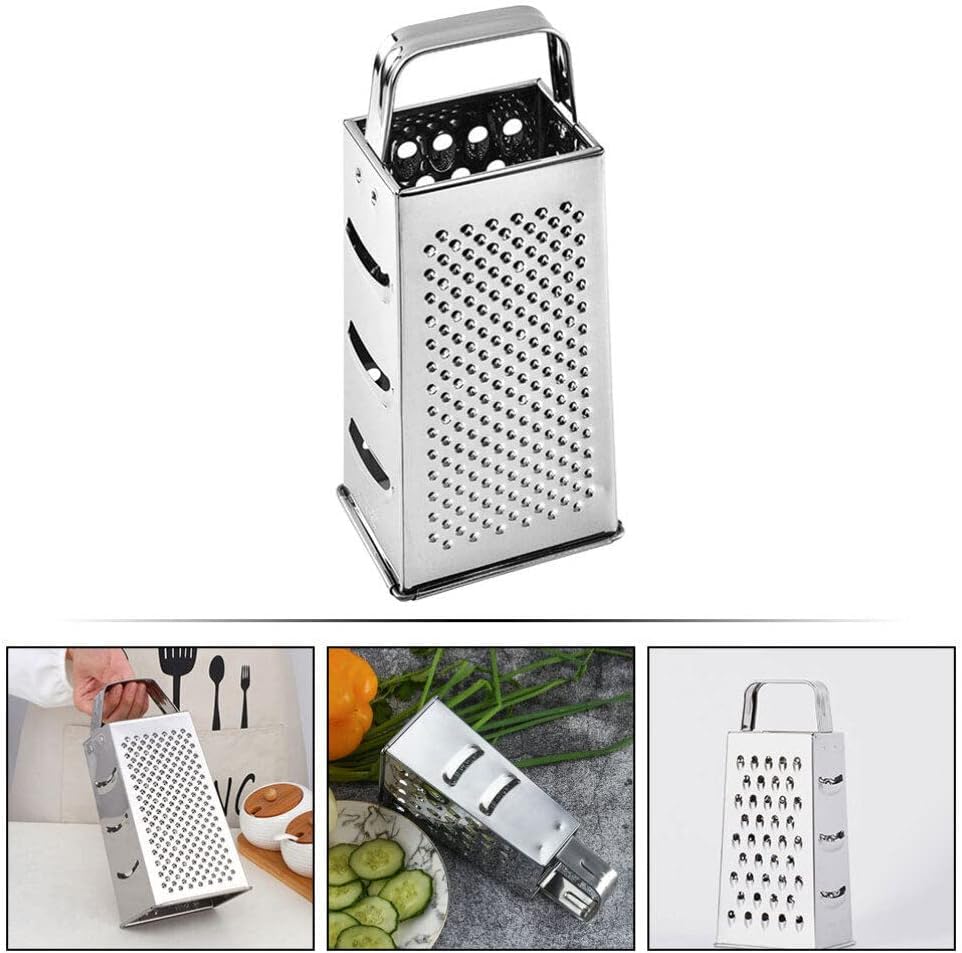 Stainless Steel Kitchen Grater Multi-Use Vegetable Cutter and Cheese Shredder with Non-Slip Handle 7.99X3.58X2.59 Inch for Fruits Ginger and Potato Preparation