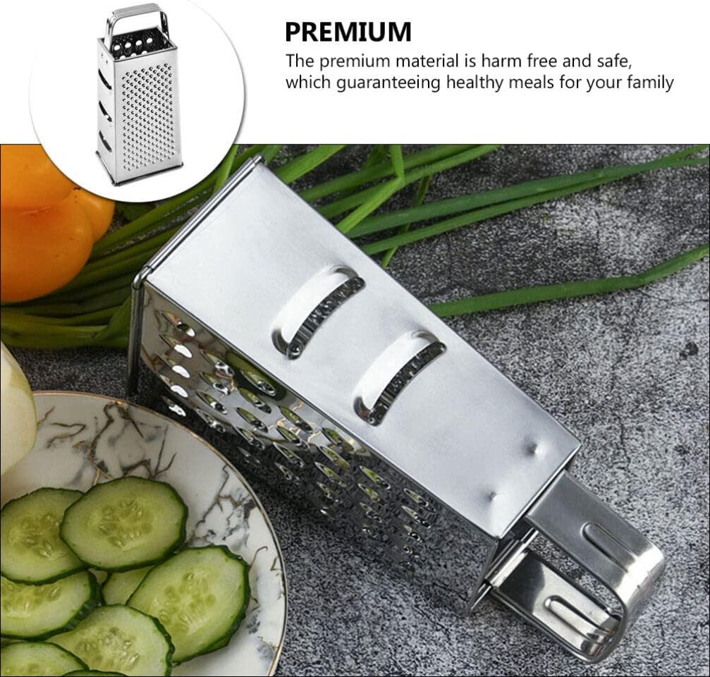 Stainless Steel Kitchen Grater Multi-Use Vegetable Cutter and Cheese Shredder with Non-Slip Handle 7.99X3.58X2.59 Inch for Fruits Ginger and Potato Preparation