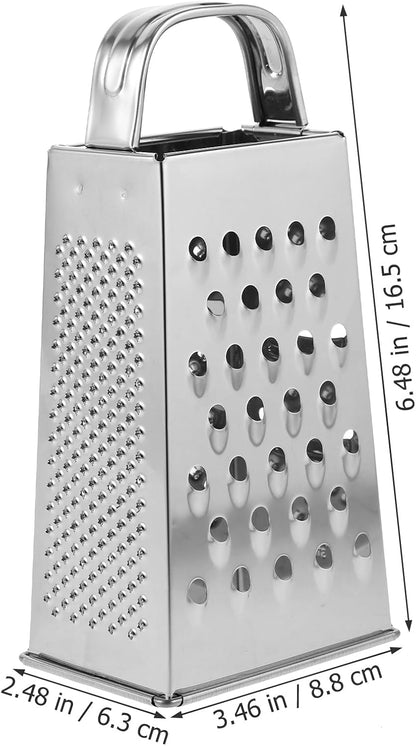 Stainless Steel Kitchen Grater Multi-Use Vegetable Cutter and Cheese Shredder with Non-Slip Handle 7.99X3.58X2.59 Inch for Fruits Ginger and Potato Preparation