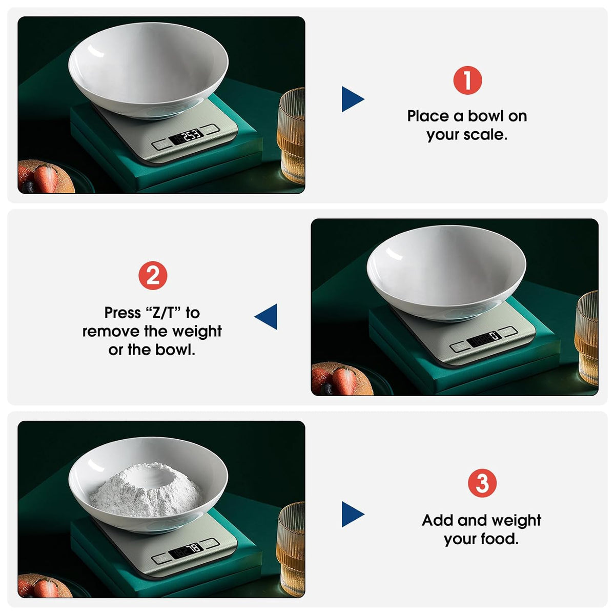 Food Scale, 22lb Digital Kitchen Scale Weight Grams and Ounces for Baking Cooking Coffee Package Postage, 6 Units with Tare Function, LCD Display, Easy Clean Stainless Steel