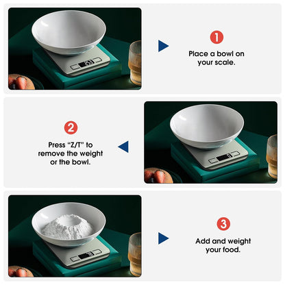 Food Scale, 22lb Digital Kitchen Scale Weight Grams and Ounces for Baking Cooking Coffee Package Postage, 6 Units with Tare Function, LCD Display, Easy Clean Stainless Steel