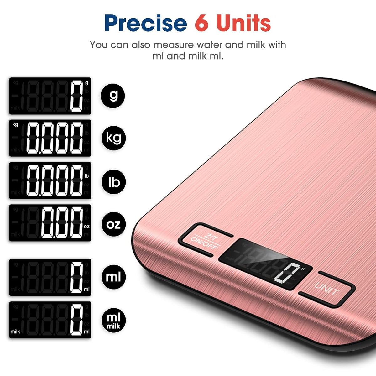 Food Scale, 22lb Digital Kitchen Scale Weight Grams and Ounces for Baking Cooking Coffee Package Postage, 6 Units with Tare Function, LCD Display, Easy Clean Stainless Steel