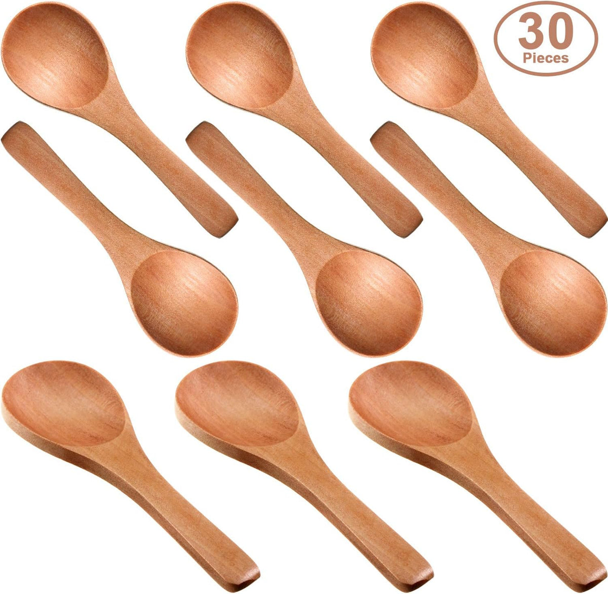 30 Pcs Mini Wooden Spoons, Small Wood Spoon for Jars, Light Brown