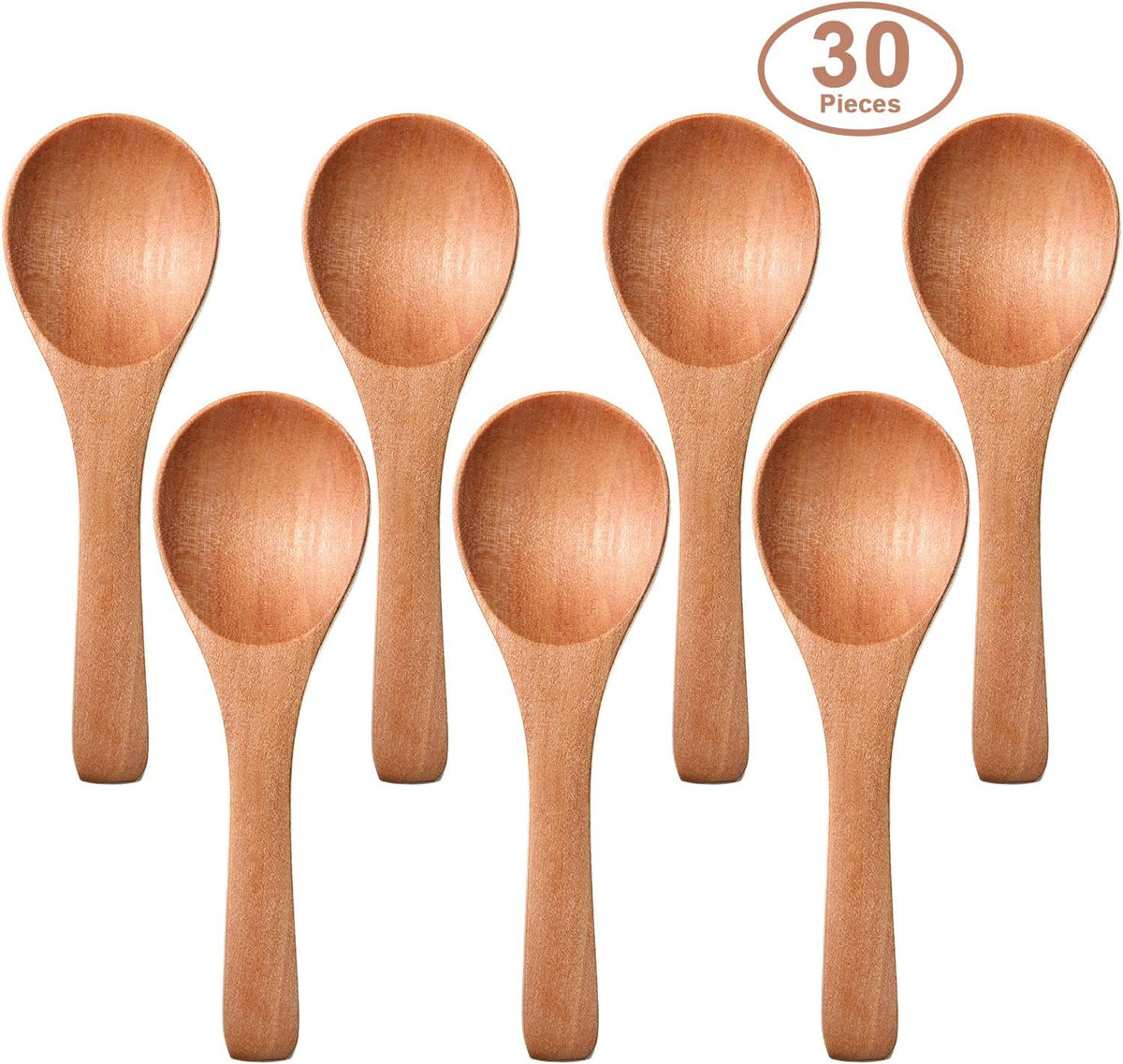 30 Pcs Mini Wooden Spoons, Small Wood Spoon for Jars, Light Brown