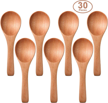 30 Pcs Mini Wooden Spoons, Small Wood Spoon for Jars, Light Brown