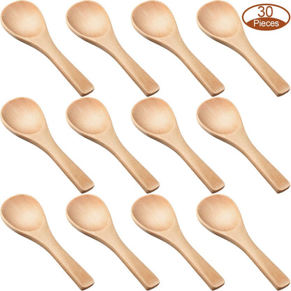 30 Pcs Mini Wooden Spoons, Small Wood Spoon for Jars, Light Brown