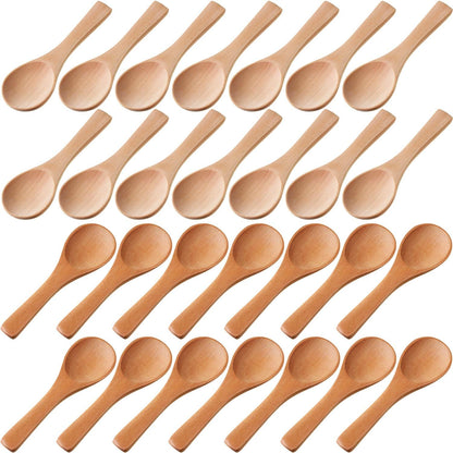 30 Pcs Mini Wooden Spoons, Small Wood Spoon for Jars, Light Brown