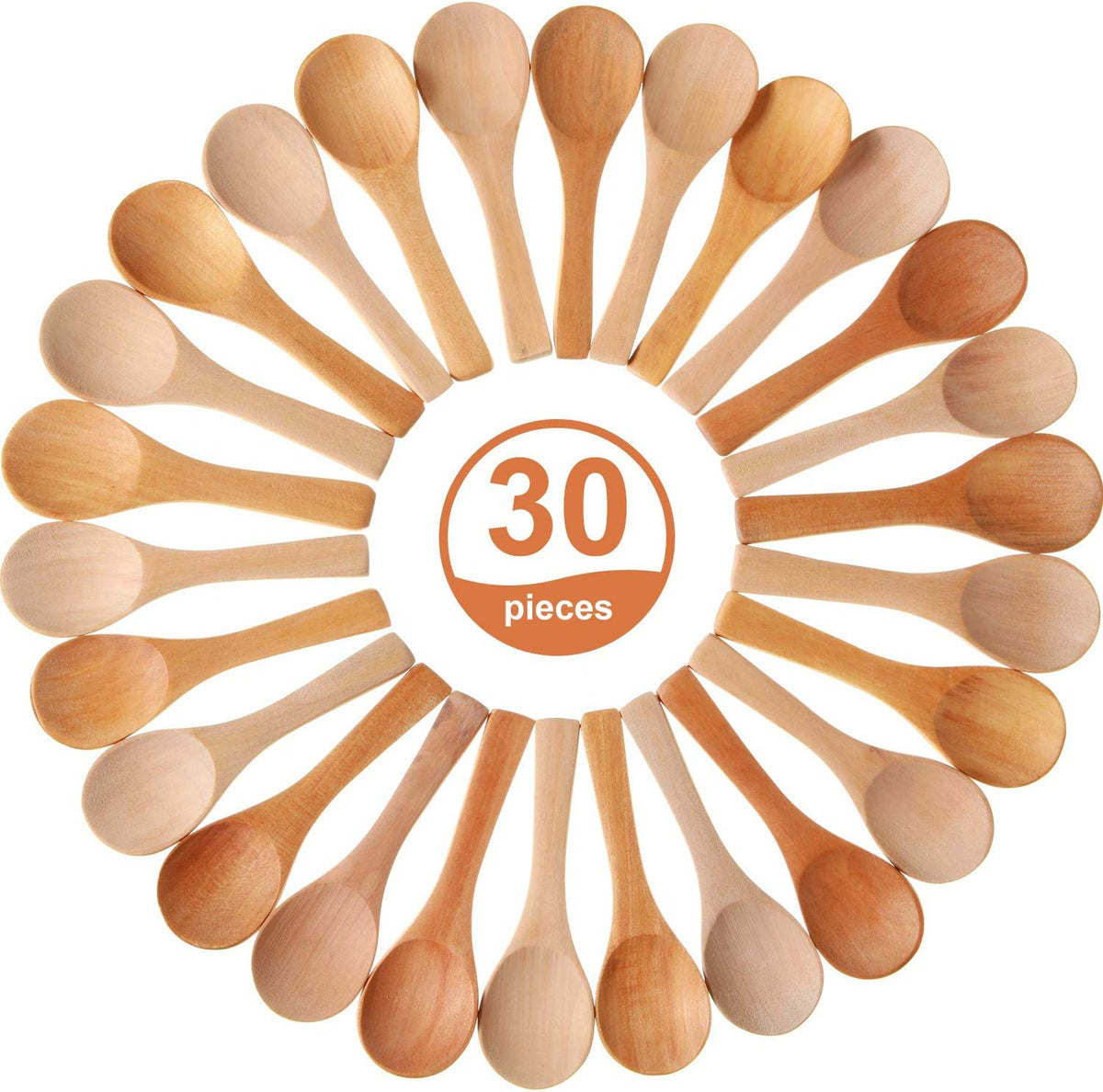 30 Pcs Mini Wooden Spoons, Small Wood Spoon for Jars, Light Brown