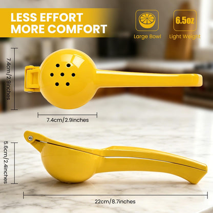 Lemon Squeezer, Fast Effortless Juice Extraction with Large Metal Citrus Juicer, Maximum Yield Heavy Duty Hand Lime Squeezer, Manual Lemon Juicer Press, Easy to Use w/Stainless Steel Zester