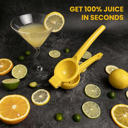 Lemon Squeezer, Fast Effortless Juice Extraction with Large Metal Citrus Juicer, Maximum Yield Heavy Duty Hand Lime Squeezer, Manual Lemon Juicer Press, Easy to Use w/Stainless Steel Zester