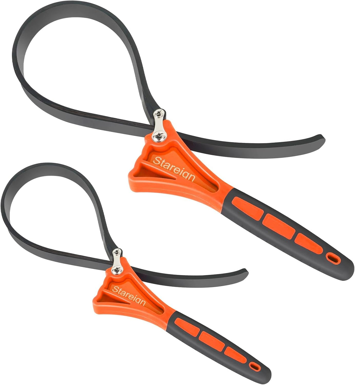 2-Pack Rubber Strap Wrench,Oil Filter Wrench Diameter 4" and 6" Heavy Duty Adjustable Blet Wrench for Jar Opener,Water Filter,Plumbing,Sink,Faucet(Orange)