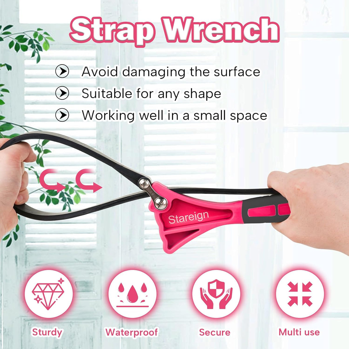 2-Pack Rubber Strap Wrench,Oil Filter Wrench Diameter 4" and 6" Heavy Duty Adjustable Blet Wrench for Jar Opener,Water Filter,Plumbing,Sink,Faucet(Orange)
